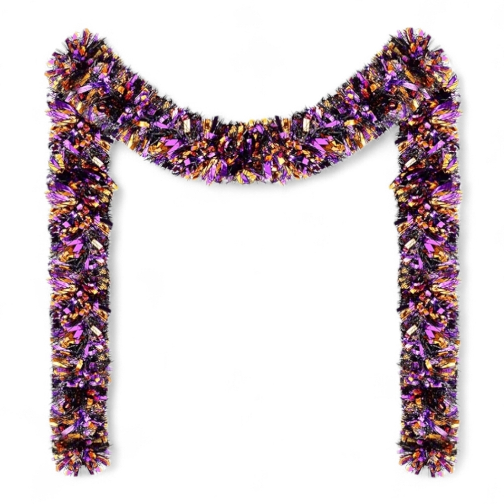 Riceshoot Purple Orange Black 131.23 ft Metallic Tinsel Garland NWT